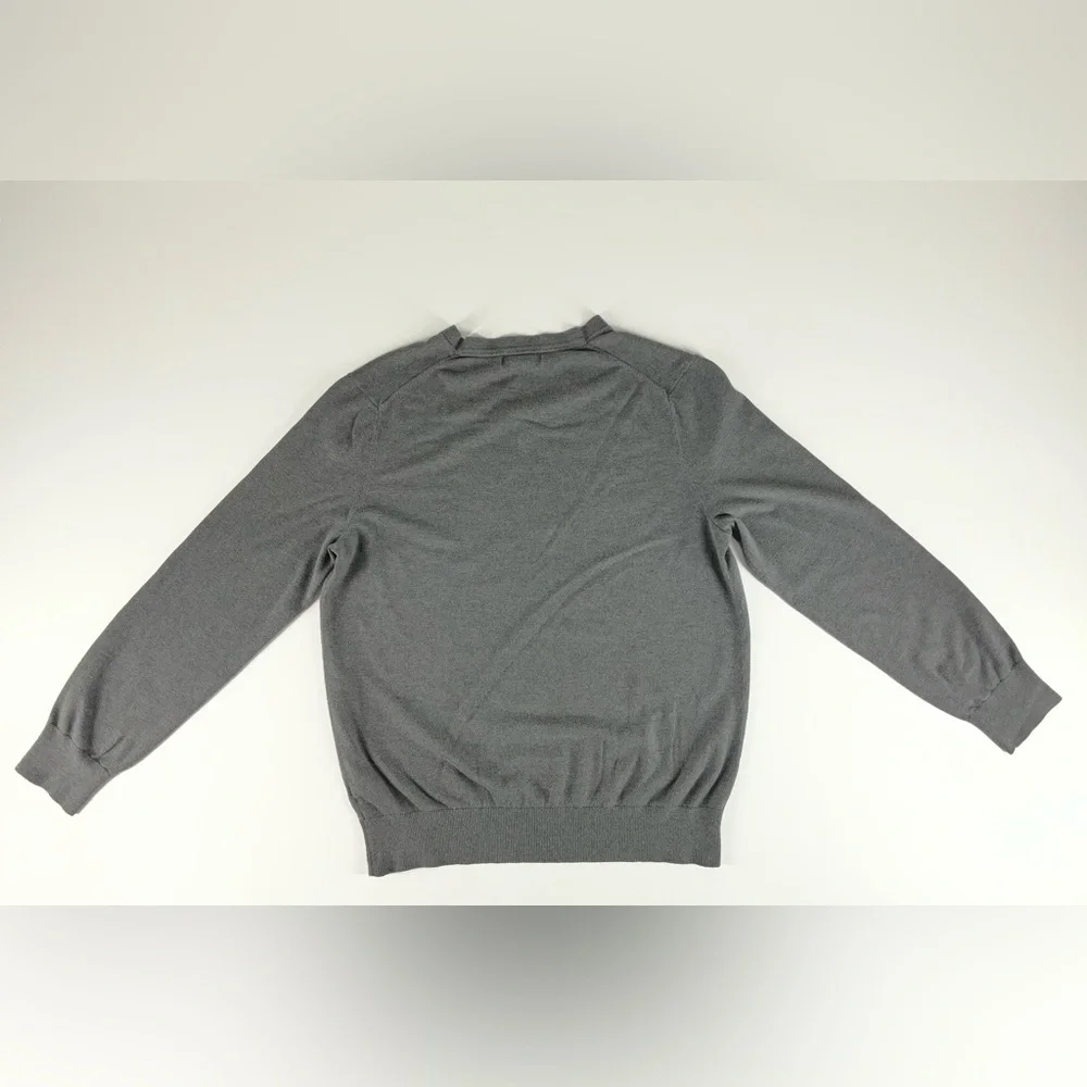 Banana Republic Luxury Blend Silk Cotton Cashmere Gray V-Neck Sweater Mens Large